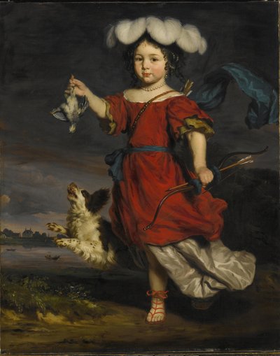 Retrato de un niño en un carro de cabra de Nicolaes Maes